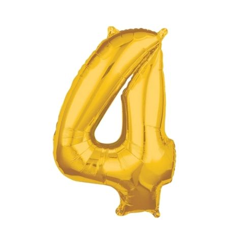 Foil Balloon 66cm Mid-Size Gold Numeral 4