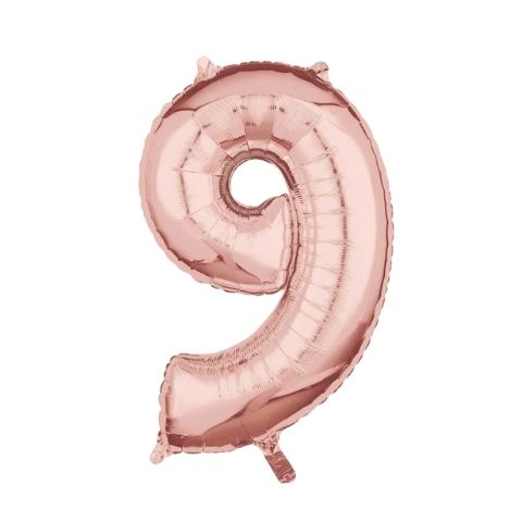 Mid-Size Shp Rose Gold Number 9 - 66cm