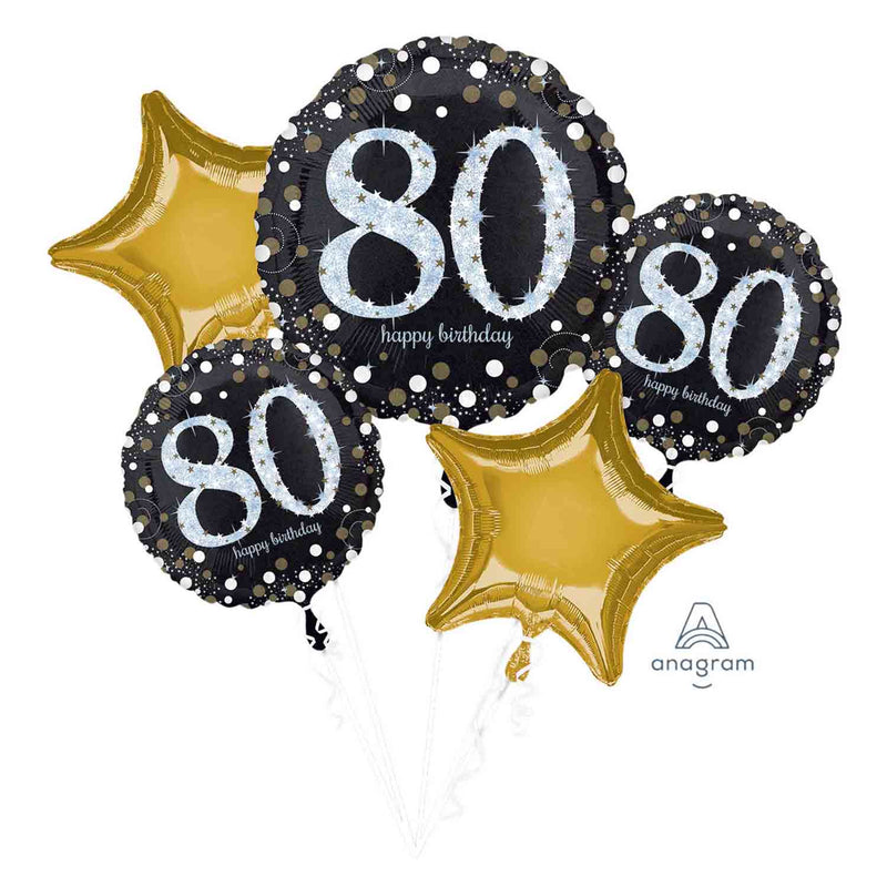 Bouquet 5pc Balloons Sparkling Birthday 80