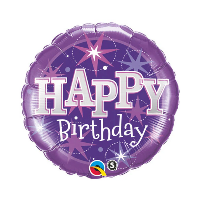 Foil Balloon 45Cm Birthday Purple Sparkle