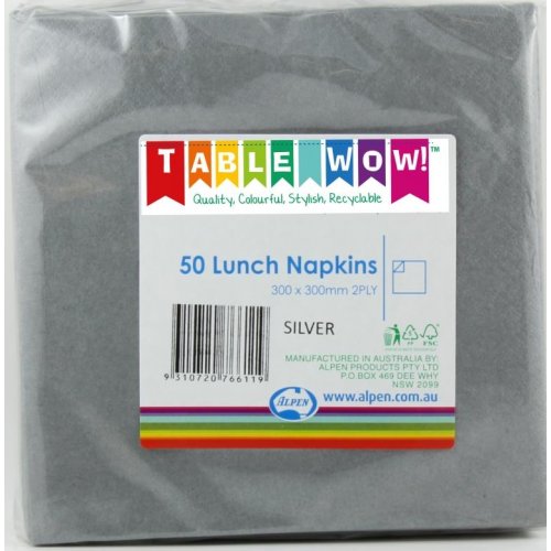 Lunch Napkin Silver 30x30cm 2ply 50pk