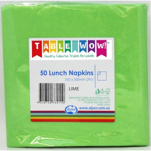 Lunch Napkin Lime 30x30cm 2ply 50pk