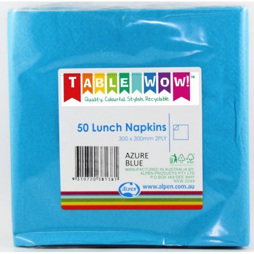 Lunch Napkin Azure Blue 30x30cm 2ply 50pk