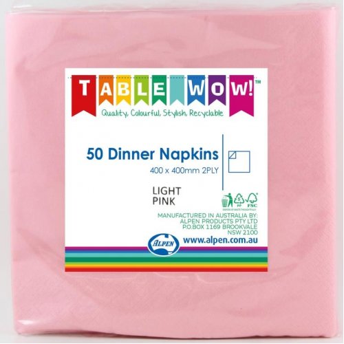 Dinner Napkin Light Pink 40x40cm 2ply