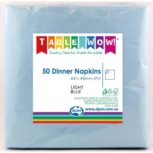 Dinner Napkin Light Blue 40x40cm 2ply 50pk