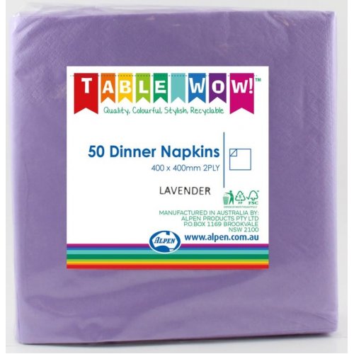 Dinner Napkins Lavender 50pk