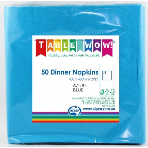 Dinner Napkin Azure Blue 40x40cm 2ply 50pk