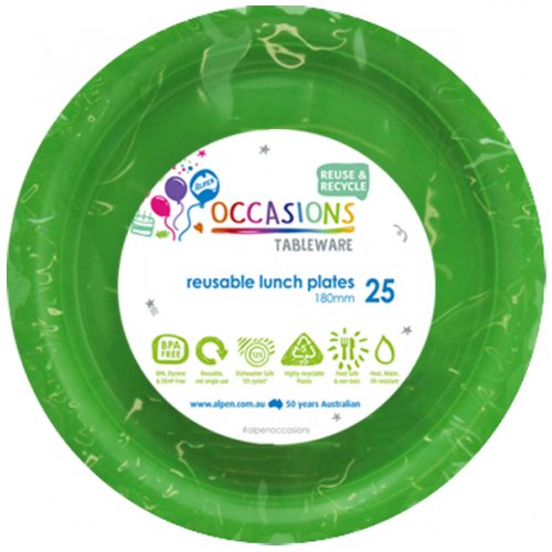 Reusable Lunch Plate Lime 18cm 25pk