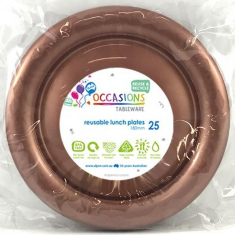 Reusable Lunch Plate Rose Gold 18cm 25pk