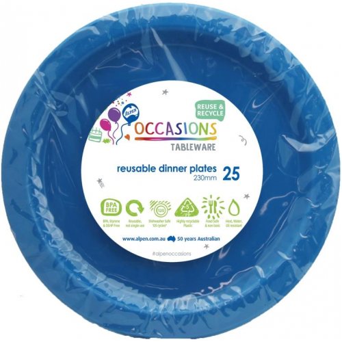 Reusable Dinner Plate Royal Blue 23cm 25pk