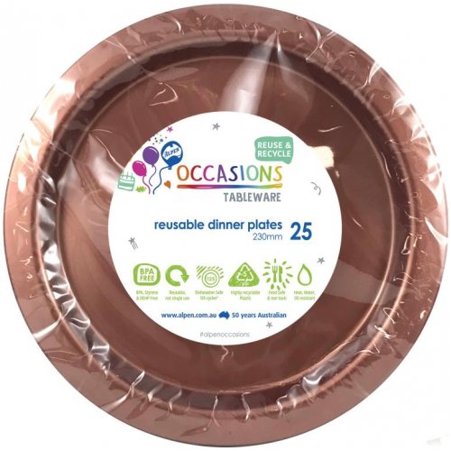 Reusable Dinner Plate Rose Gold 23cm 25pk