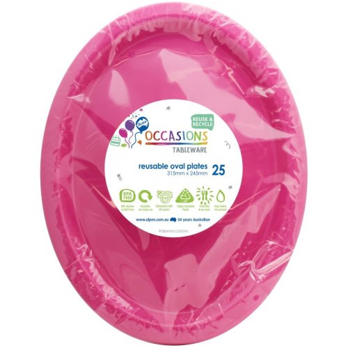 Reusable Oval Plate Magenta 31.5cm 25pk