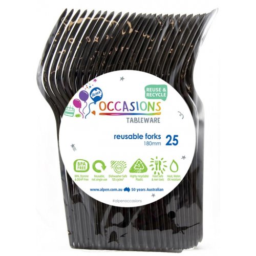 Reusable Forks Black 25pk