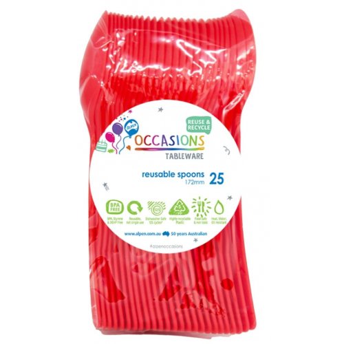 Reusable Spoons Red 25pk