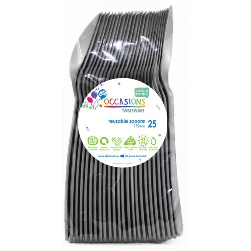 Reusable Spoons Silver 25pk
