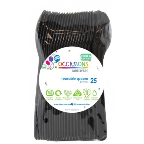 Reusable Spoons Black 25pk