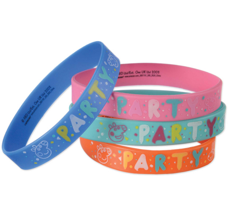 Peppa Pig Confetti Party Rubber Bracelets Favors Pk4