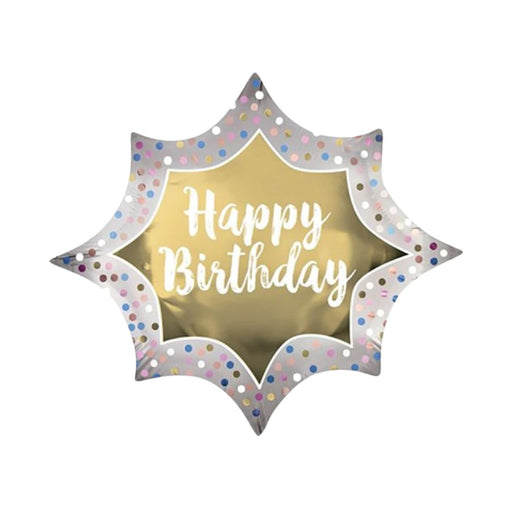 Ronis Super Shape Foil Balloon 73CM SS XL Happy Birthday Satin Gold Burst