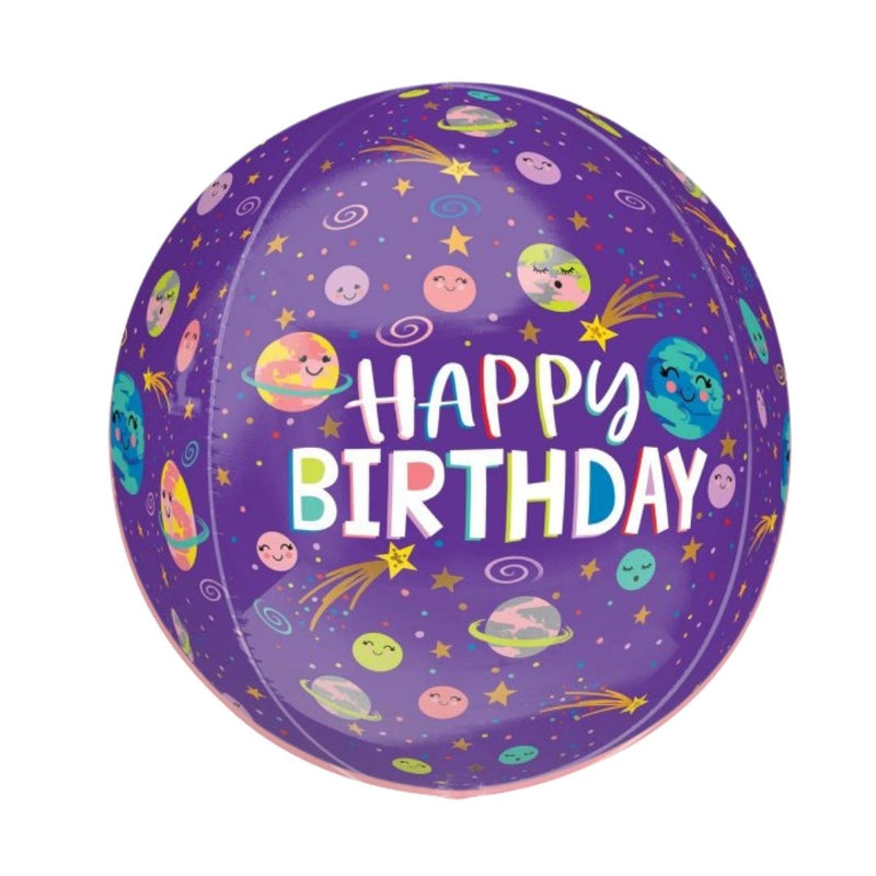 Orbz Balloon XL Smiling Galaxy Happy Birthday 38cm
