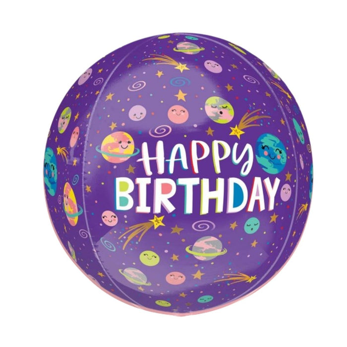 Foil Balloon 40cm Orbz XL Smiling Galaxy Happy Birthday