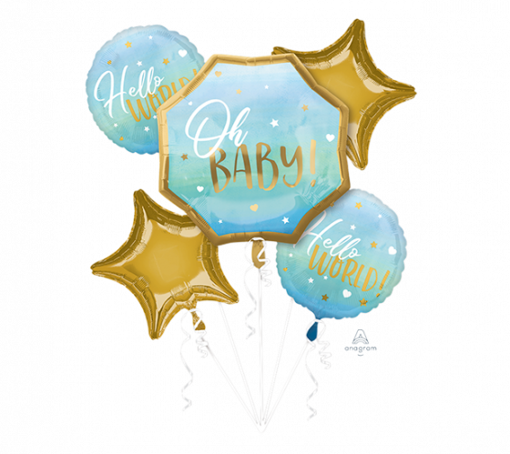 Bouquet Balloons Blue Baby Boy Oh Baby 5pk