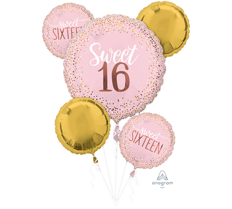 Bouquet Balloons Sweet Sixteen Blush Birthday 5pk