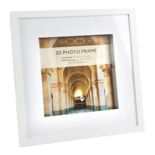 White 3D frame 30x30cm with 20x20cm opening for prints and photos