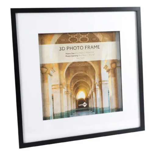 Black 3D frame 44x44cm with 30x30cm display opening for square prints and wall art