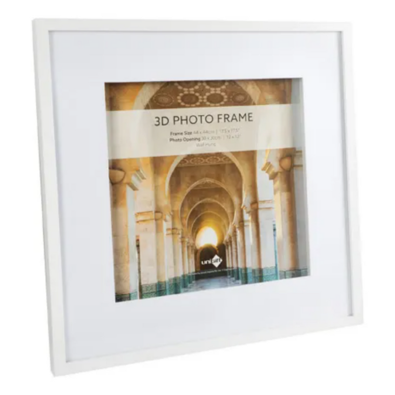 White 3D frame 44x44cm with 30x30cm opening for artwork and prints