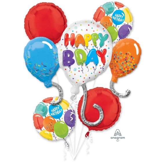 Bouquet Balloons Birthday Celebration Happy BDAY 5pk