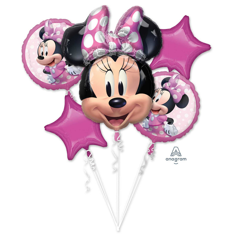 Foil Balloon Bouquet 5pc Minnie Mouse Forever P76