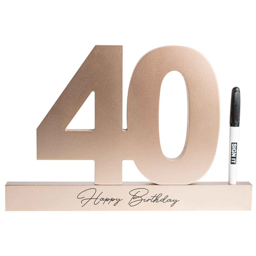 40th signature block rose gold milestone birthday table decoration and photo prop