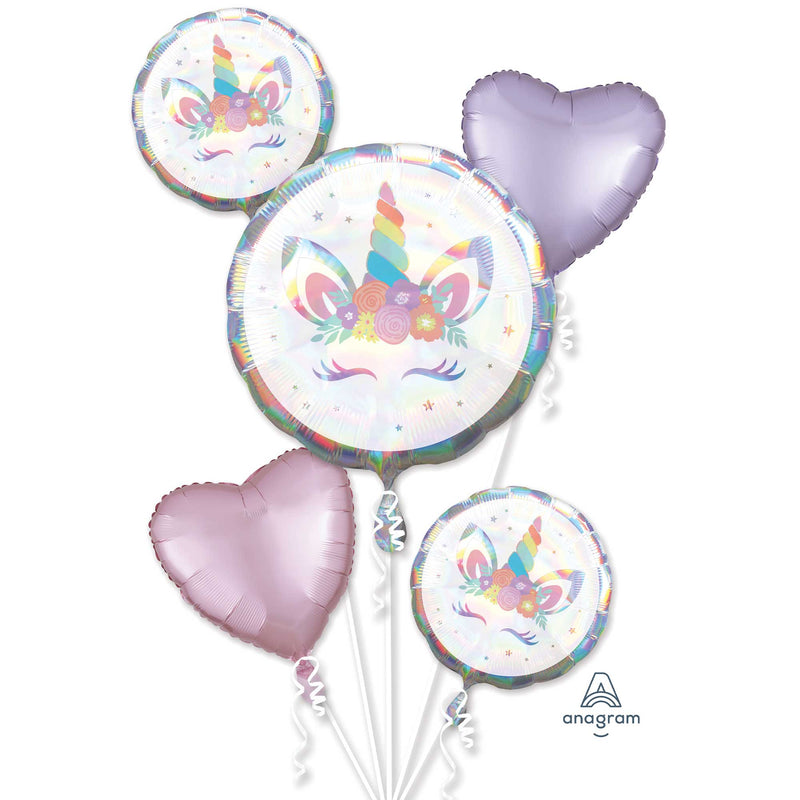 Bouquet Balloons Unicorn Party Iridescent 5pk