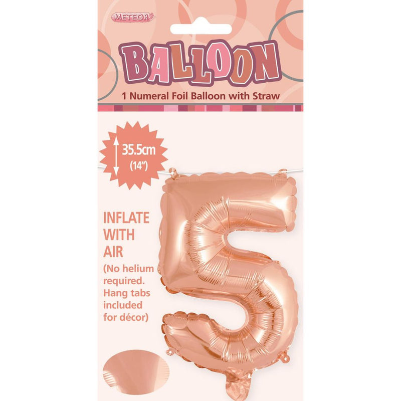 Numeral Foil Balloon 35cm Rose Gold - 5