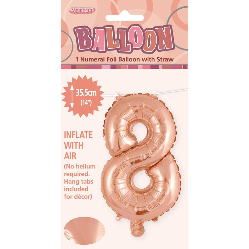 Numeral Foil Balloon 35cm Rose Gold - 8
