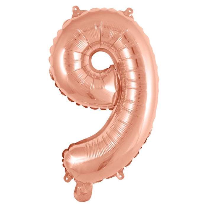 Numeral Foil Balloon 35cm Rose Gold - 9