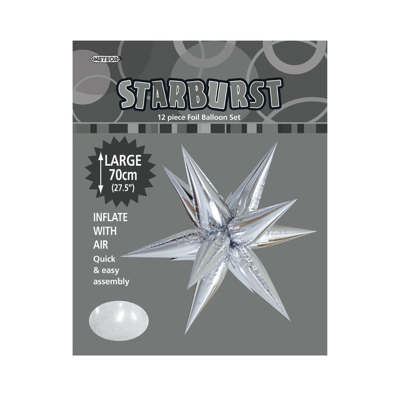 Ronis Shape Foil Balloon 70cm Glitz Starburst Silver_2