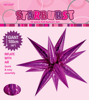 Glitz Starburst Hot Pink Foil Balloon 100cm