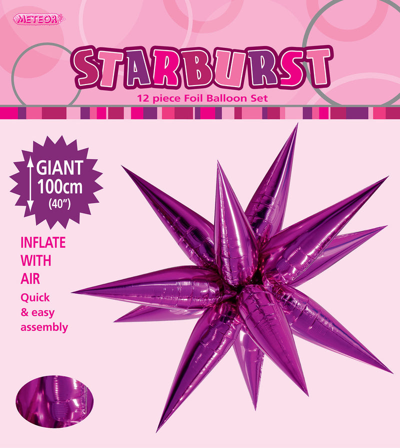 Glitz Starburst Hot Pink Foil Balloon 100cm