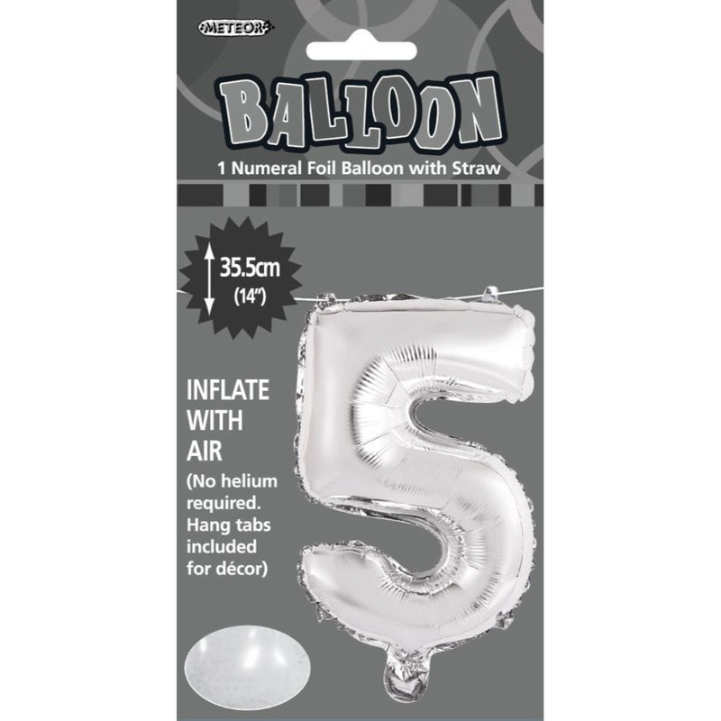 Numeral Foil Balloon 35cm Silver - 5