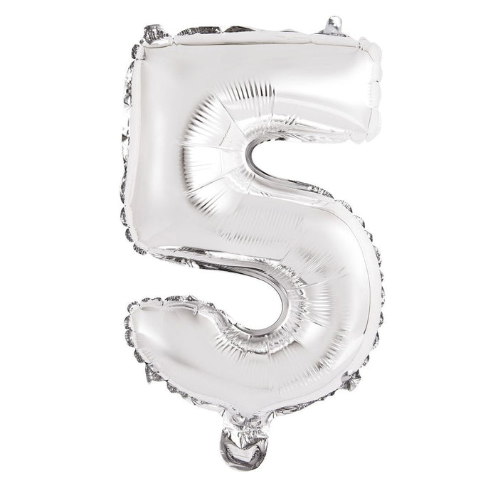 Numeral Foil Balloon 35cm Silver - 5