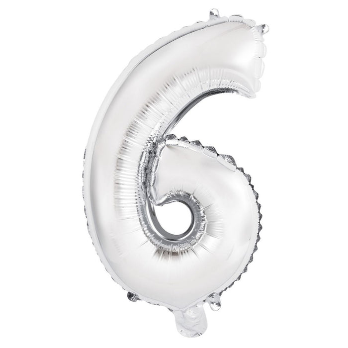 Numeral Foil Balloon 35cm Silver - 6