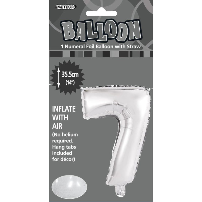 Numeral Foil Balloon 35cm Silver - 7