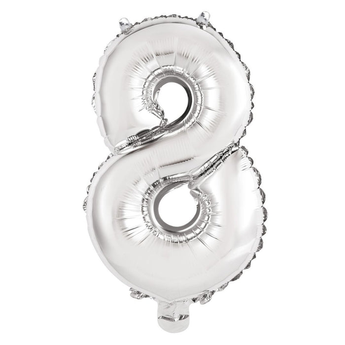 Numeral Foil Balloon 35cm Silver - 8