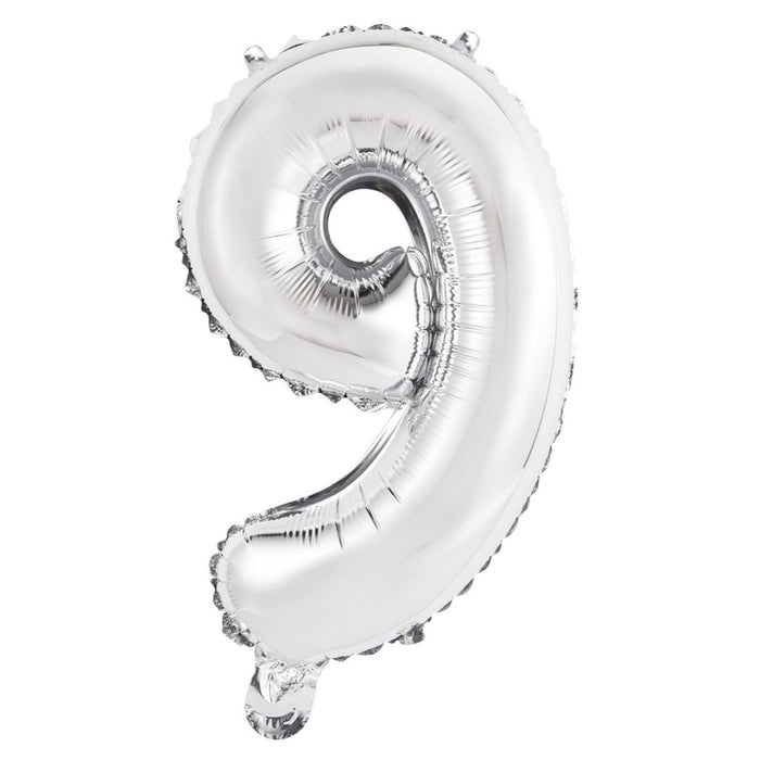 Numeral Foil Balloon 35cm Silver - 9