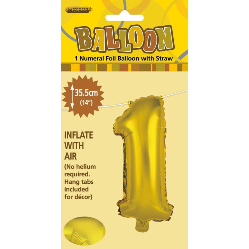 Numeral Foil Balloon 35cm Gold - 1