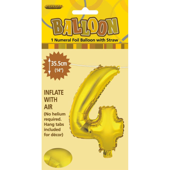 Numeral Foil Balloon 35cm Gold - 4