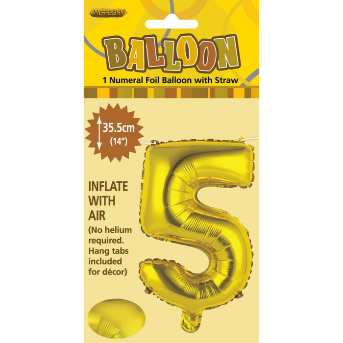 Numeral Foil Balloon 35cm Gold - 5