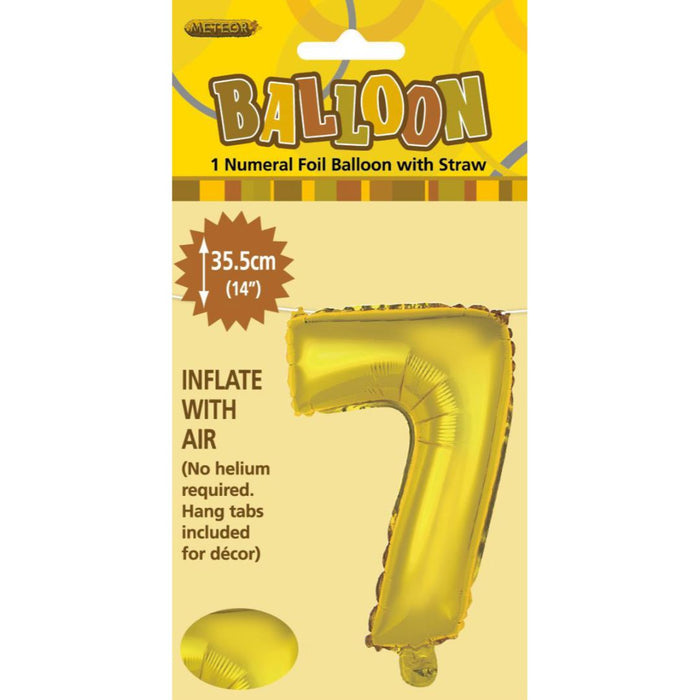 Numeral Foil Balloon 35cm Gold - 7