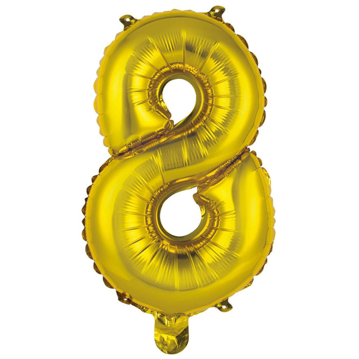 Numeral Foil Balloon 35cm Gold - 8